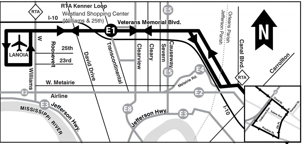 E1 Veterans-Airport map